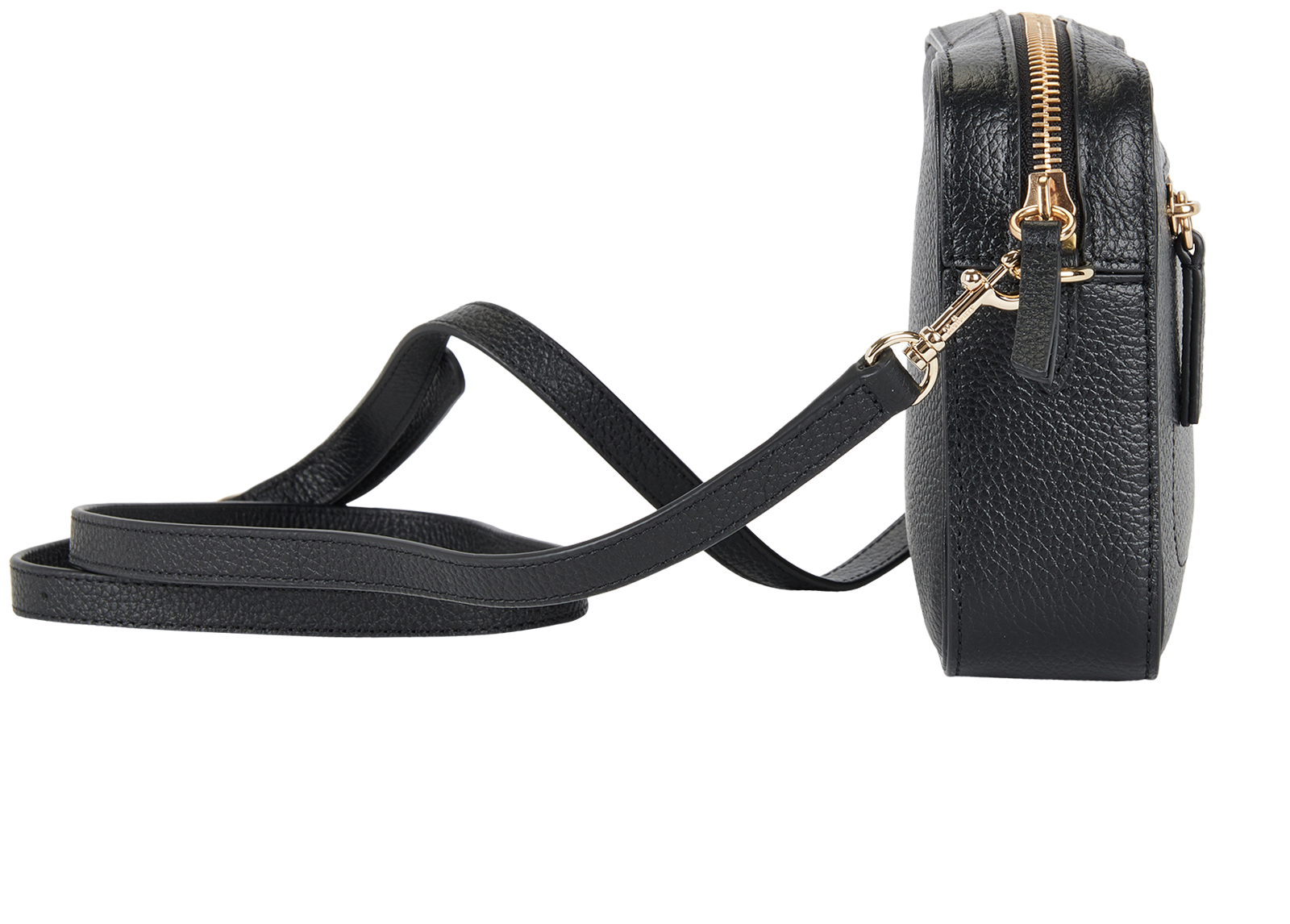 Camera Bag, &pound;395, Handbags, Black, Leather, Side view
